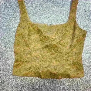 Gold beaded/ embroidery crop tank  top